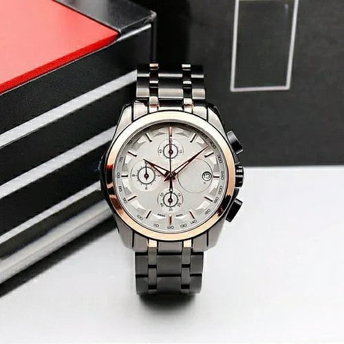 Reloj cronógrafo analógico para hombre con esfera blanca
