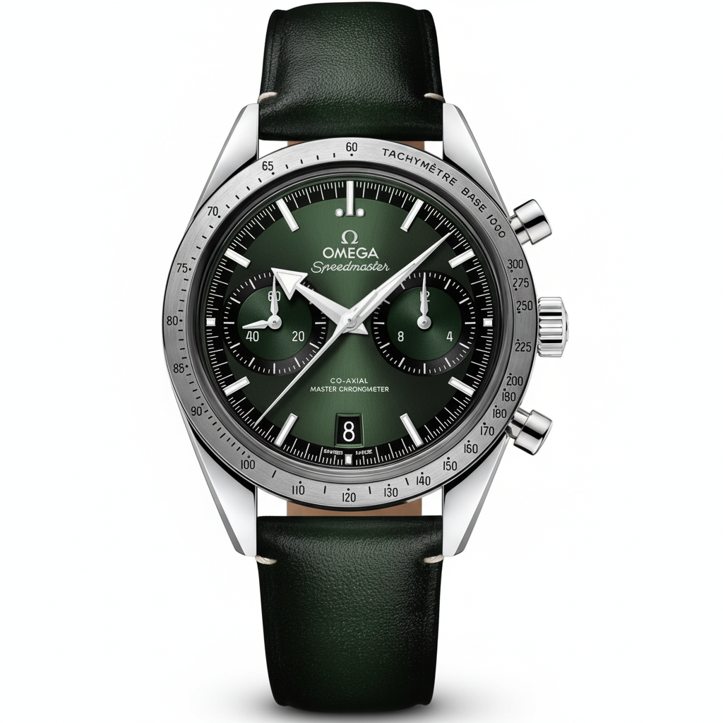 Speedmaster '57 Green 40.5mm Leather Strap