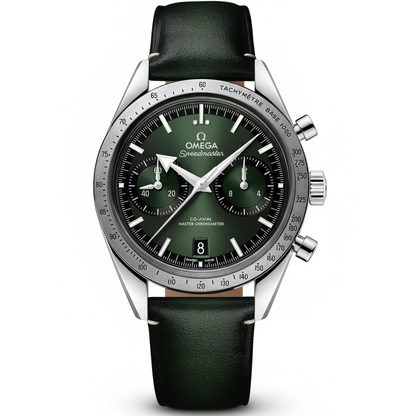 Speedmaster '57 Green 40.5mm Leather Strap