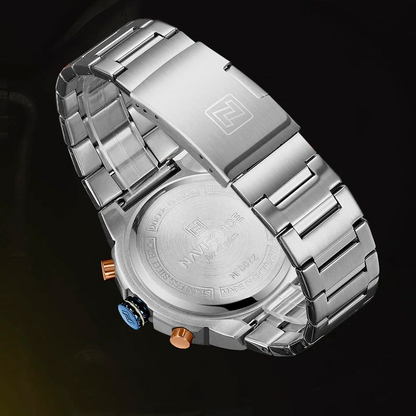 Royal Silver Blue Watch - Stainless Steel Chronograph